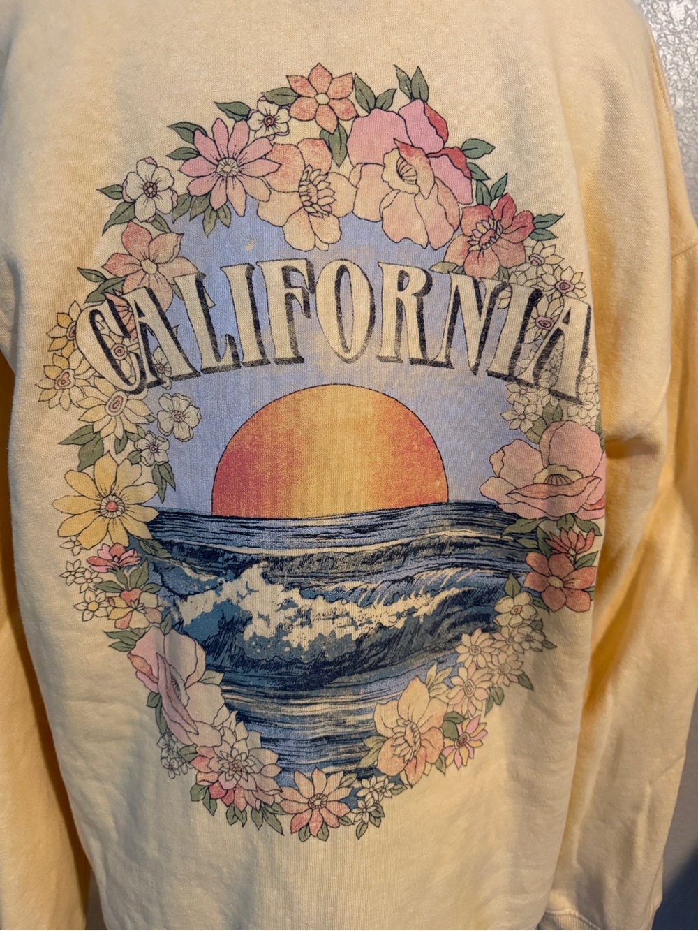 Women's Pale Yellow Billabong Crewneck Sweater - Picture 4 of 7